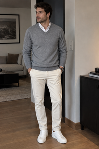 Herren-Strickpullover mit V-Ausschnitt und langen Ärmeln – Orsino