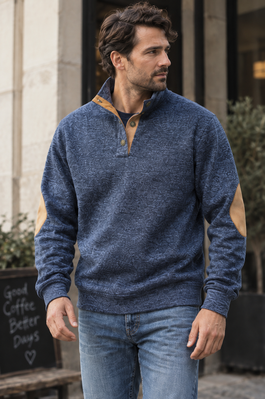 Herrenpullover mit Rollkragen und Knöpfen – James