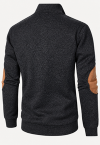 Herrenpullover mit Rollkragen, Knöpfen und kontrastfarbenen Ellbogenpatches – Thorben