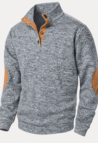 Herrenpullover mit Rollkragen, Knöpfen und kontrastfarbenen Ellbogenpatches – Thorben