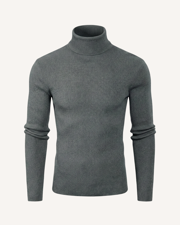 Pull homme à col roulé, en maille côtelée, manches longues - Tadeo