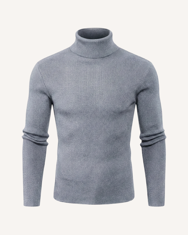 Pull homme à col roulé, en maille côtelée, manches longues - Tadeo
