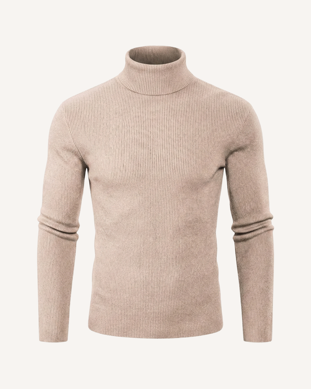 Pull homme à col roulé, en maille côtelée, manches longues - Tadeo