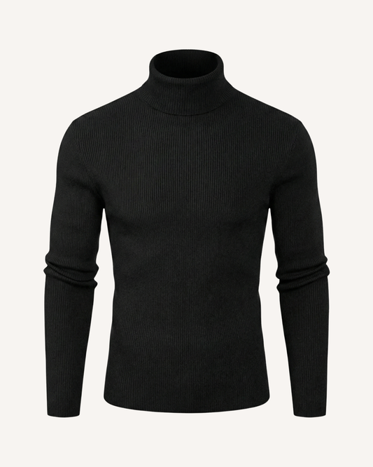 Pull homme à col roulé, en maille côtelée, manches longues - Tadeo