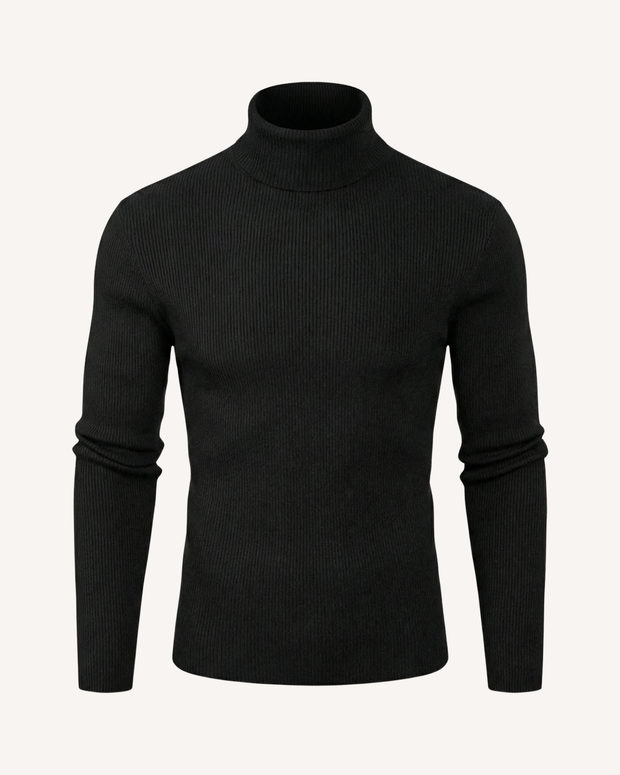 Pull homme à col roulé, en maille côtelée, manches longues - Tadeo