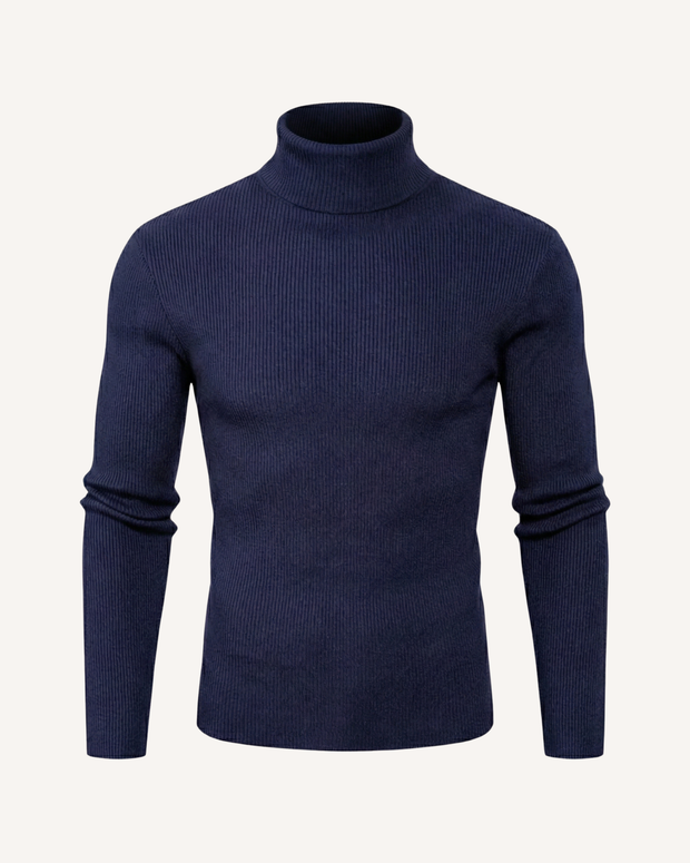 Pull homme à col roulé, en maille côtelée, manches longues - Tadeo
