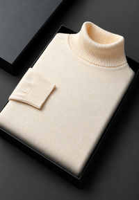 Pull homme à col roulé, maille unie, manches longues - Savio