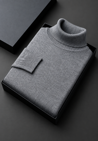 Pull homme à col roulé, maille unie, manches longues - Savio