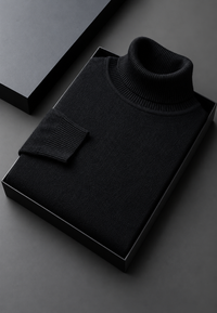 Pull homme à col roulé, maille unie, manches longues - Savio