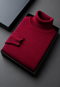 Pull homme à col roulé, maille unie, manches longues - Savio