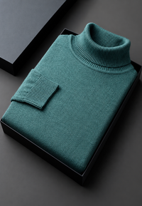 Pull homme à col roulé, maille unie, manches longues - Savio