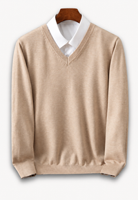 Pull homme à col en V et manches longues, en maille unie - Lucan