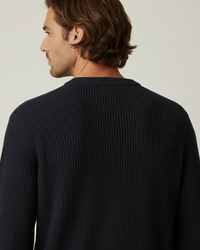 Pull homme à col rond, en maille côtelée, manches longues - Evren