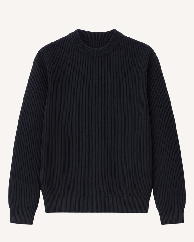 Pull homme à col rond, en maille côtelée, manches longues - Evren