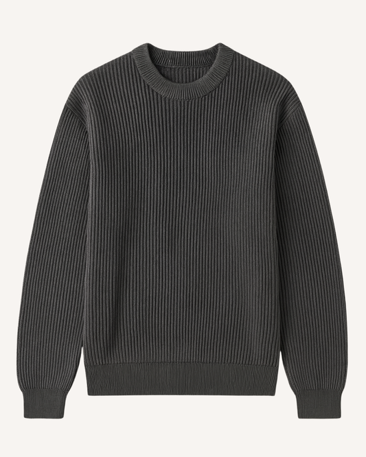 Pull homme à col rond, en maille côtelée, manches longues - Evren