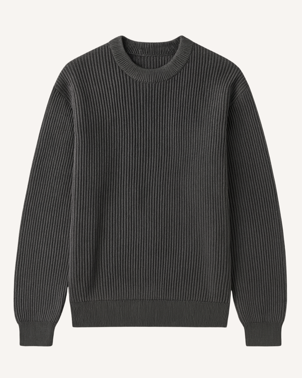 Pull homme à col rond, en maille côtelée, manches longues - Evren