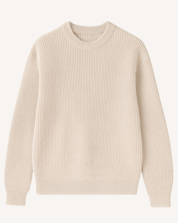 Pull homme à col rond, en maille côtelée, manches longues - Evren