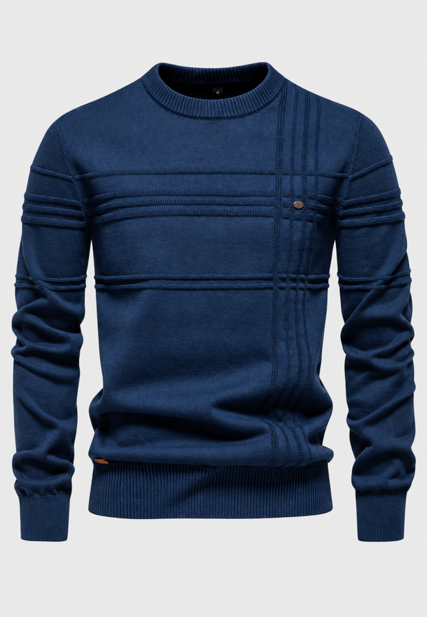Herrenpullover mit Rundhalsausschnitt und Karomuster – Simon