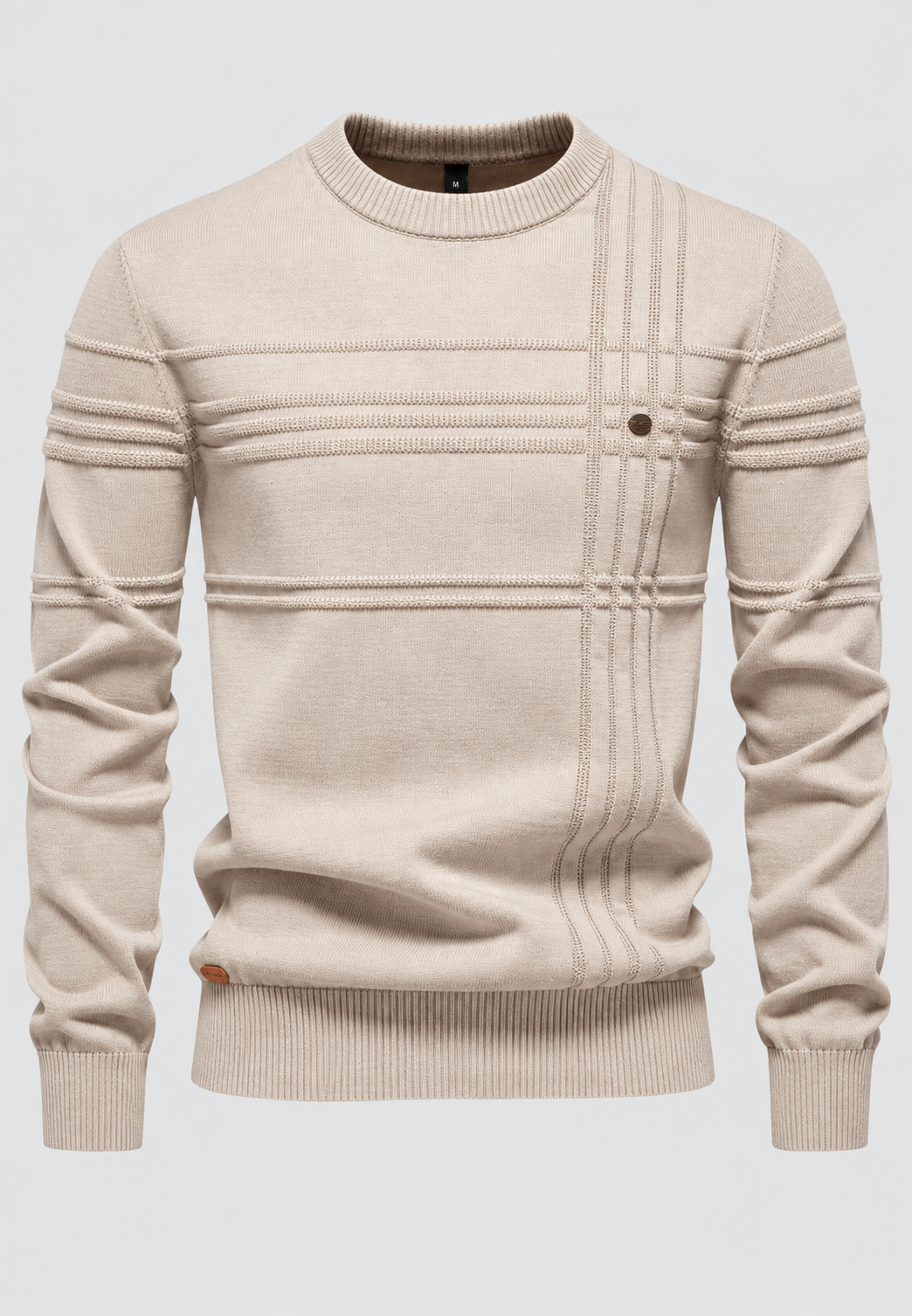 Pull homme à col rond, maille à carreaux - Simon