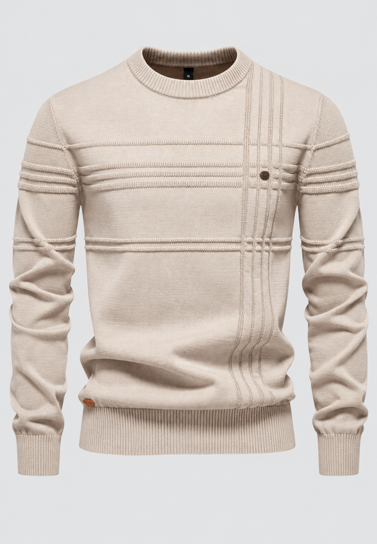 Pull homme à col rond, maille à carreaux - Simon