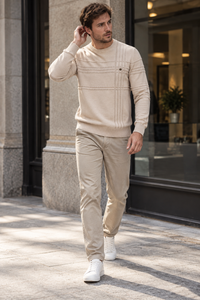 Herrenpullover mit Rundhalsausschnitt und Karomuster – Simon