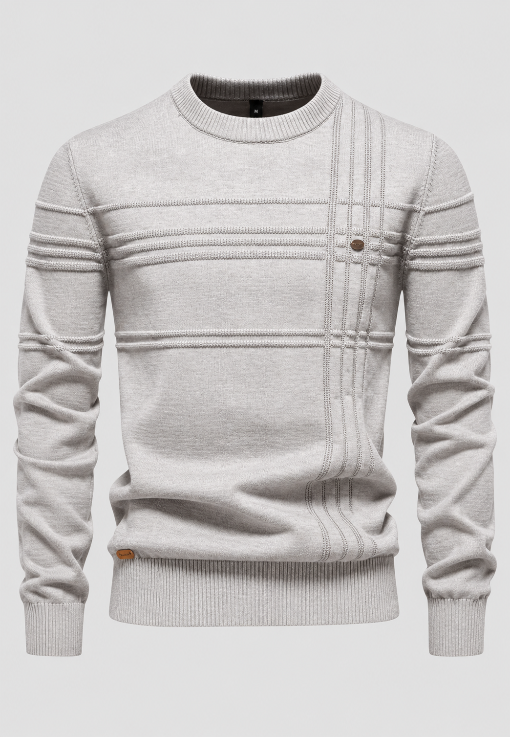 Pull homme à col rond, maille à carreaux - Simon