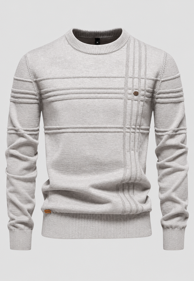 Herrenpullover mit Rundhalsausschnitt und Karomuster – Simon