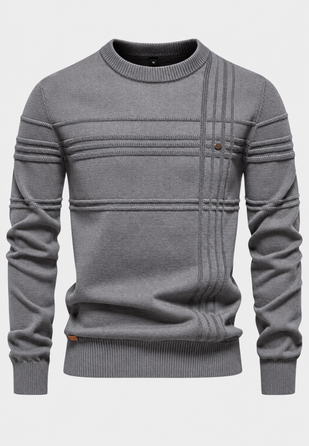 Herrenpullover mit Rundhalsausschnitt und Karomuster – Simon
