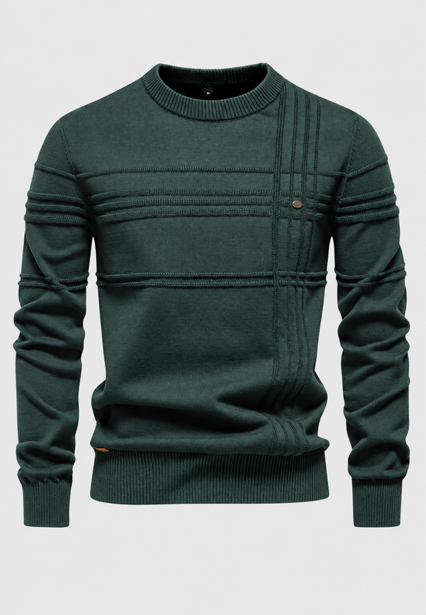 Herrenpullover mit Rundhalsausschnitt und Karomuster – Simon