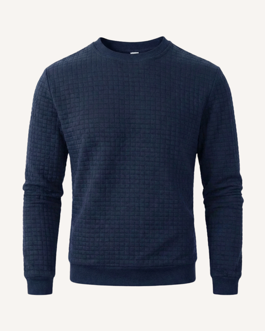 Pull homme à col rond, maille gaufrée, manches longues - Loris