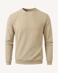 Pull homme à col rond, maille gaufrée, manches longues - Loris
