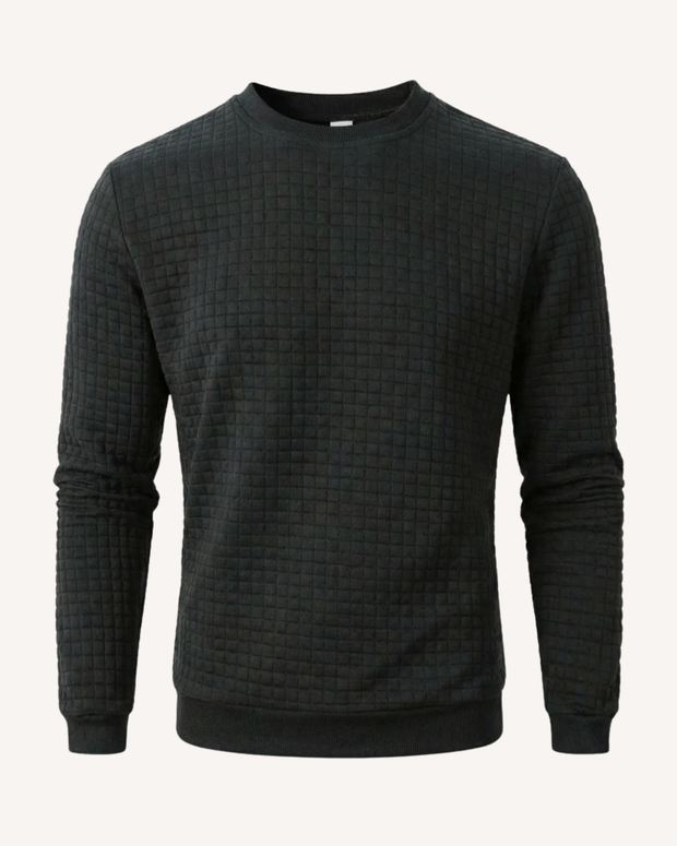 Pull homme à col rond, maille gaufrée, manches longues - Loris