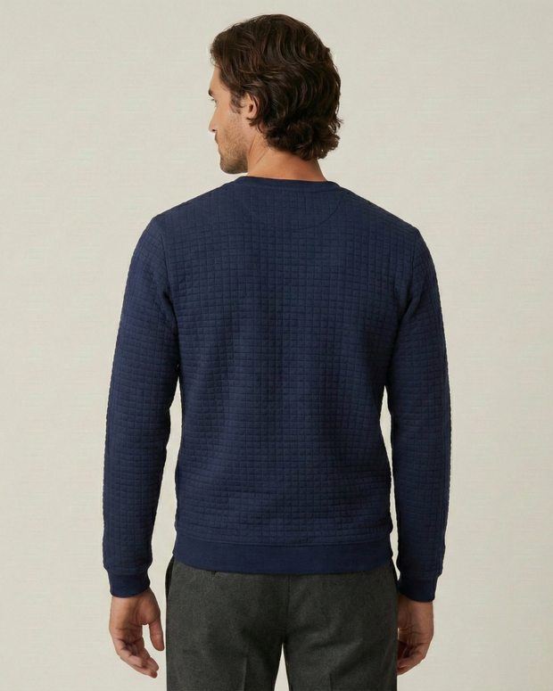 Pull homme à col rond, maille gaufrée, manches longues - Loris