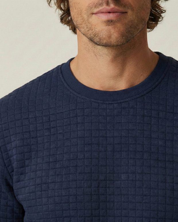 Pull homme à col rond, maille gaufrée, manches longues - Loris