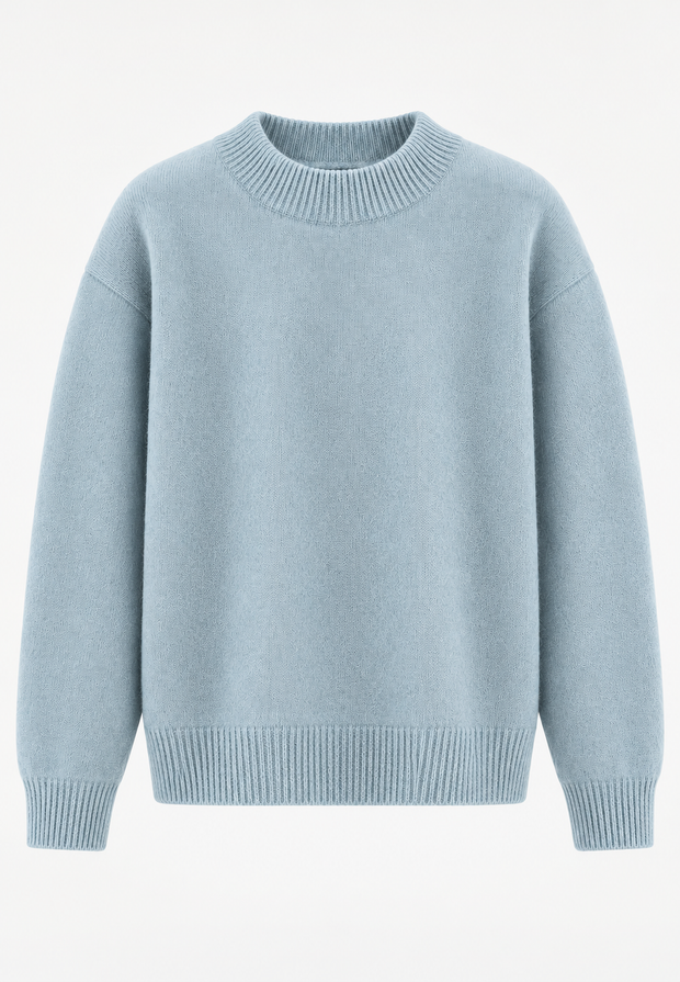 Herrenpullover mit Rundhalsausschnitt, glatt gestrickt, langärmelig – Dorian
