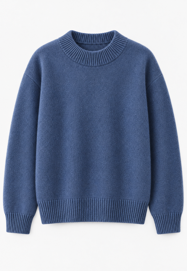 Herrenpullover mit Rundhalsausschnitt, glatt gestrickt, langärmelig – Dorian