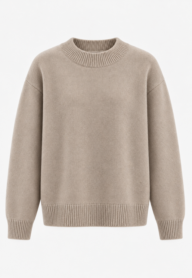 Herrenpullover mit Rundhalsausschnitt, glatt gestrickt, langärmelig – Dorian