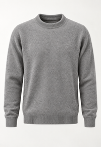 Herrenpullover mit Rundhalsausschnitt, glatt gestrickt, langärmelig – Dorian