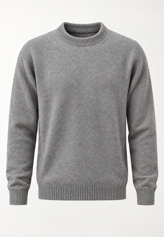 Herrenpullover mit Rundhalsausschnitt, glatt gestrickt, langärmelig – Dorian