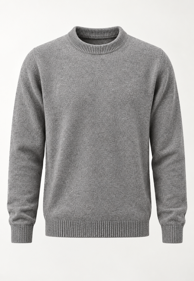 Herrenpullover mit Rundhalsausschnitt, glatt gestrickt, langärmelig – Dorian