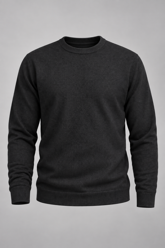 Pull homme à col rond, maille unie, manches longues - Nikolai