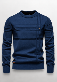 Pull homme à col rond, maille texturée avec lignes en relief - Silas