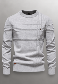 Pull homme à col rond, maille texturée avec lignes en relief - Silas