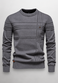 Pull homme à col rond, maille texturée avec lignes en relief - Silas