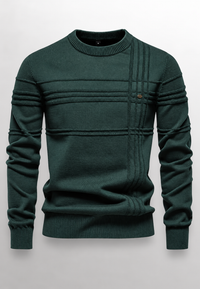 Pull homme à col rond, maille texturée avec lignes en relief - Silas