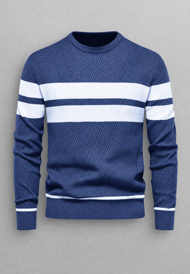 Pull homme à col rond, rayé, en maille texturée - Tobias