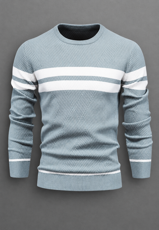 Pull homme à col rond, rayé, en maille texturée - Tobias