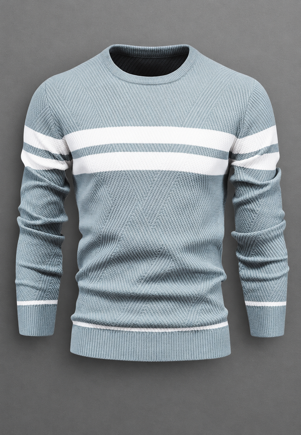 Pull homme à col rond, rayé, en maille texturée - Tobias