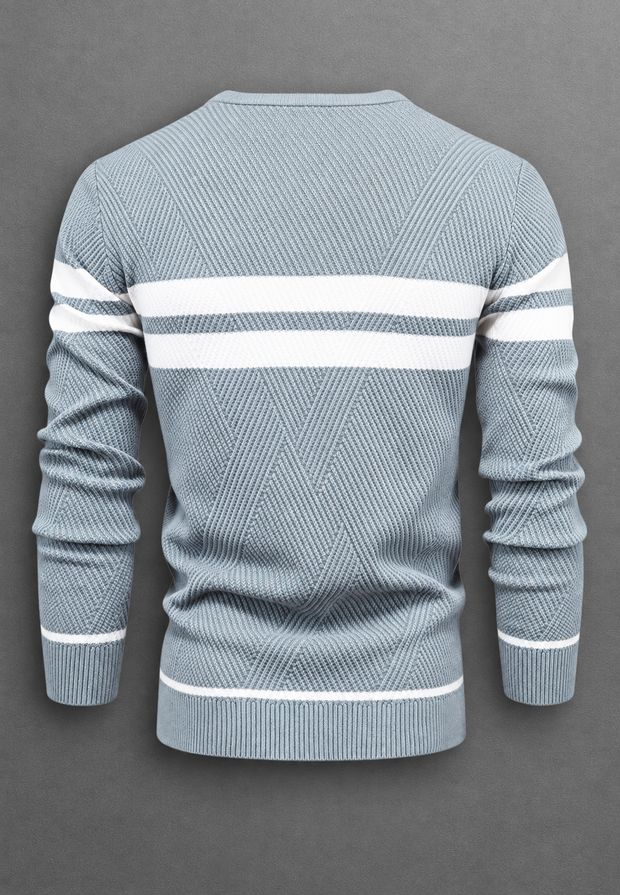 Pull homme à col rond, rayé, en maille texturée - Tobias