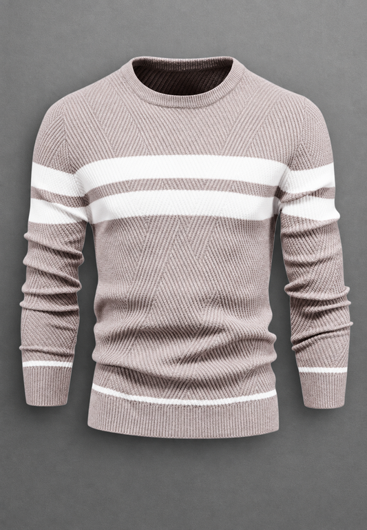 Pull homme à col rond, rayé, en maille texturée - Tobias